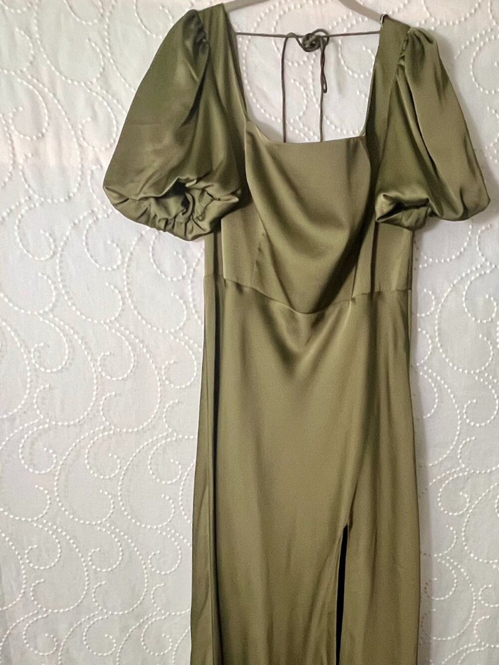 NWT Birdy Grey Judy Matte Satin Dress in Olive Green/ Martini Olive Size XL